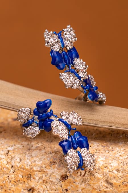 Buy Gaurish Bespoke Jewellery Blue Stones Pappilon Embellished Ring Online at Aza Fashions Buy_Gaurish Bespoke Jewellery_Blue Stones Pappilon Embellished Ring _Online_at_Aza_Fashions