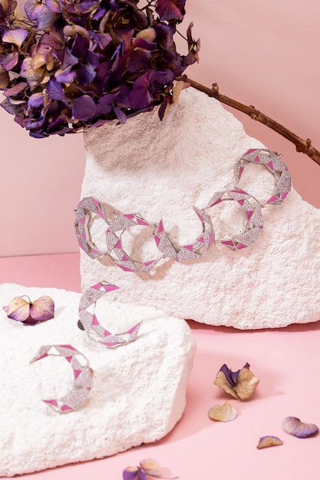 Gaurish Bespoke Jewellery Croissant Enamelled Choker Necklace Set 