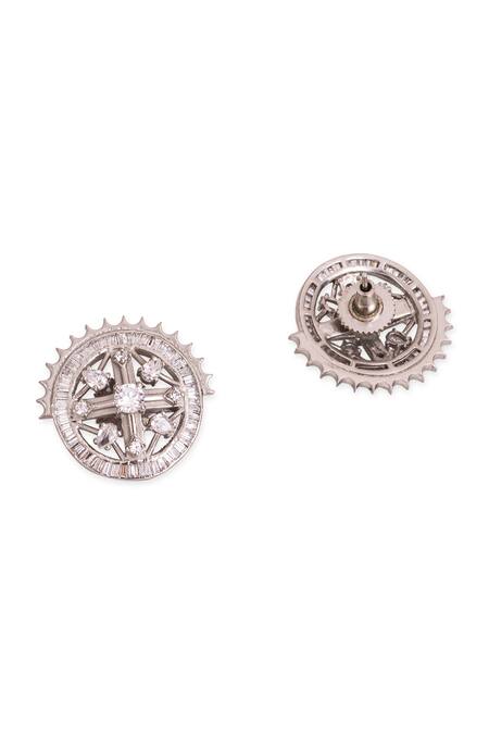 Gaurish Bespoke Jewellery Silver Plated Stones Couler Da Studded Round Earrings Online at Aza Fashions Gaurish Bespoke Jewellery_Silver Plated Stones Couler Da Studded Round Earrings _Online_at_Aza_Fashions
