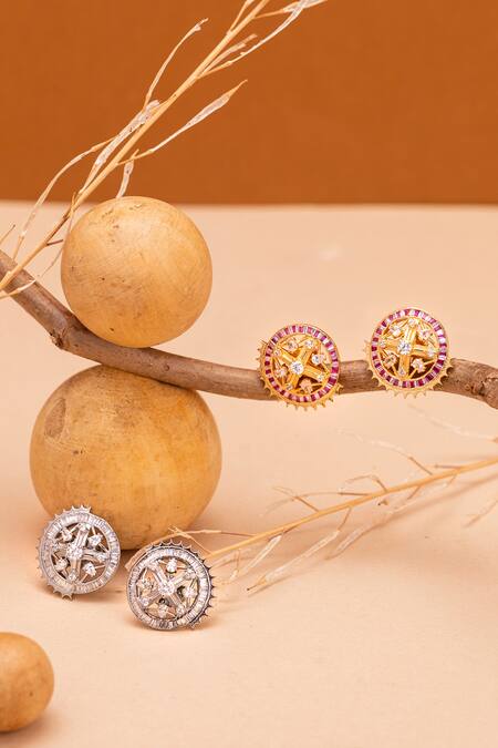 Gaurish Bespoke Jewellery Couler Da Studded Round Earrings 