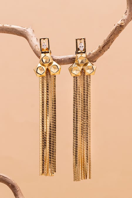 Gaurish Bespoke Jewellery Lerez Stone Studded Fringe Earrings 