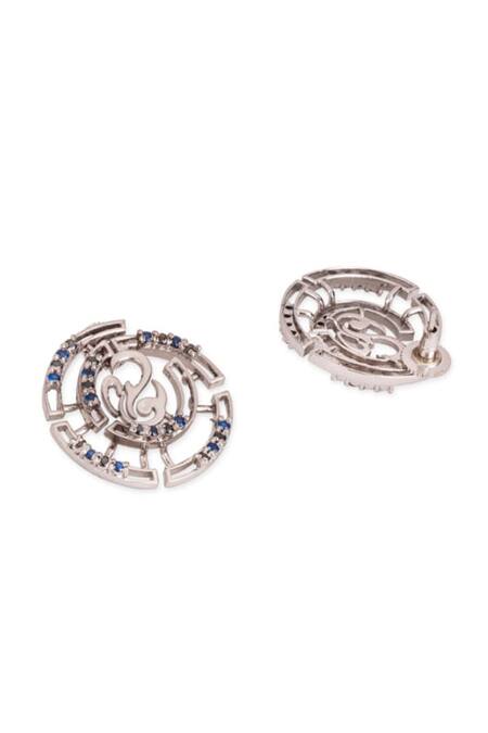 Gaurish Bespoke Jewellery Silver Plated Stones Le Cercle Studded Earrings Online at Aza Fashions Gaurish Bespoke Jewellery_Silver Plated Stones Le Cercle Studded Earrings _Online_at_Aza_Fashions