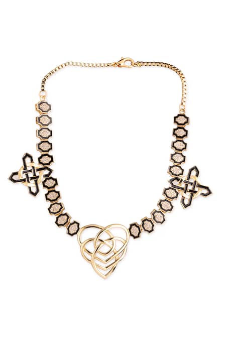 Gaurish Bespoke Jewellery Hexagone Enamelled Geometric Necklace 