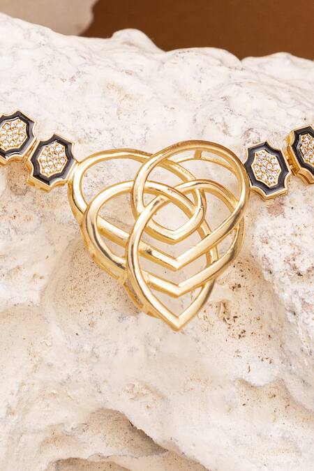 Gaurish Bespoke Jewellery Gold Plated Hexagone Enamelled Geometric Necklace Online at Aza Fashions Gaurish Bespoke Jewellery_Gold Plated Hexagone Enamelled Geometric Necklace _Online_at_Aza_Fashions