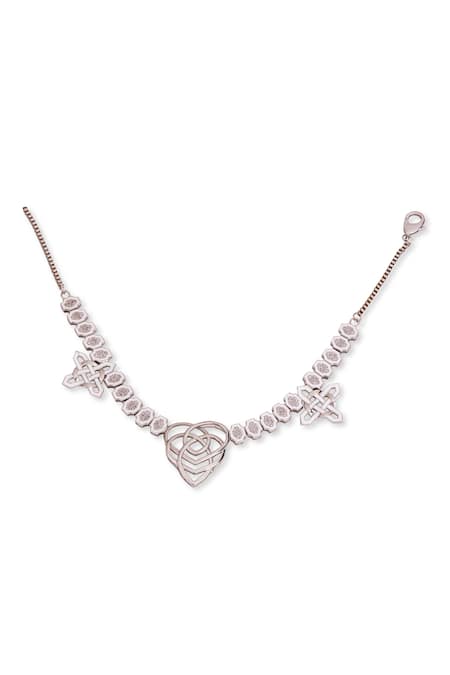 Gaurish Bespoke Jewellery Hexagone Enamelled Stone Studded Necklace 