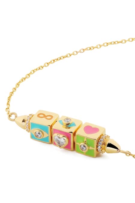 Buy_Isharya_Pink Crystals Fidgeting Heart Bracelet_Online_at_Aza_Fashions