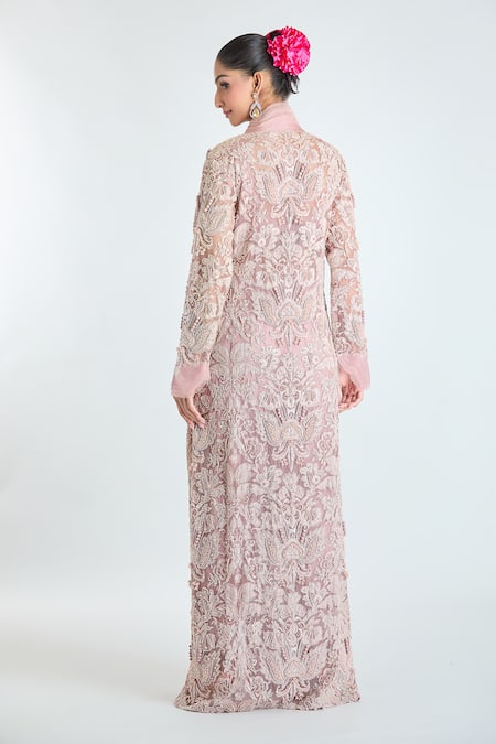 Ridhima Bhasin Floral Embroidered Jacket Draped Pant Set 