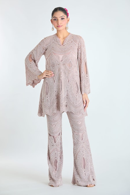 Ridhima Bhasin Embellished Short Tunic & Flared Pant Set 