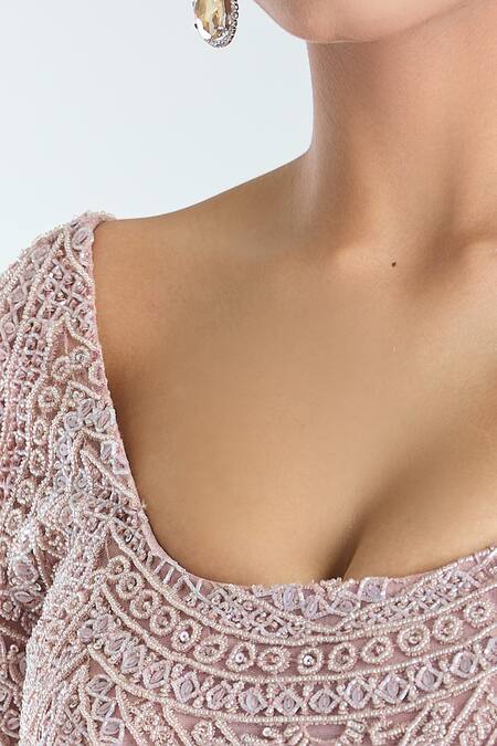 Buy Ridhima Bhasin Pink Silk Sequins, Beads, Embroidery Scoop Neck Bridal Lehenga Set Online at Aza Fashions Buy_Ridhima Bhasin_Pink Silk Sequins, Beads, Embroidery Scoop Neck Bridal Lehenga Set _Online_at_Aza_Fashions