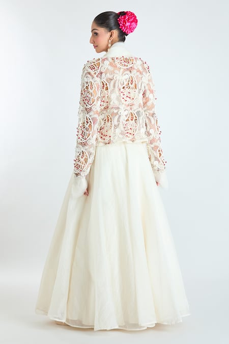 Ridhima Bhasin Paisley Cutwork Embellished Jacket Lehenga Set 