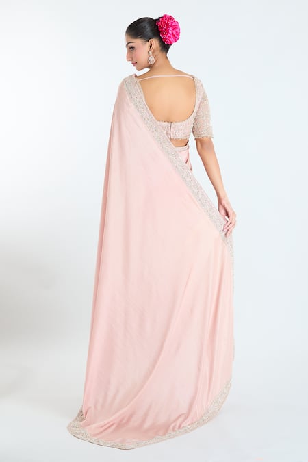 Ridhi Mehra Floral Border Embroidered Saree With Blouse 