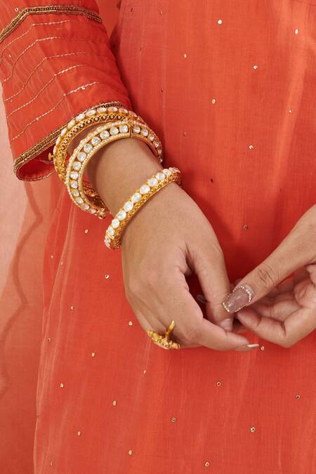 Kaari White Imitation Diamonds Poornima Moissanite Studded Kada Online at Aza Fashions Kaari_White Imitation Diamonds Poornima Moissanite Studded Kada_Online_at_Aza_Fashions