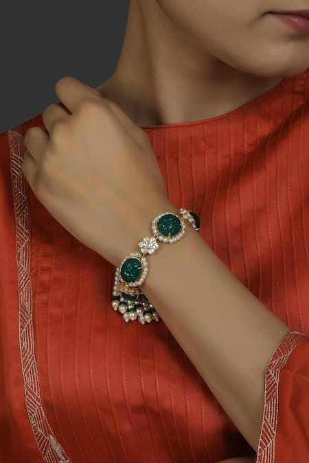 Kaari Chhaya Polki & Pearl Embellished Bracelet 