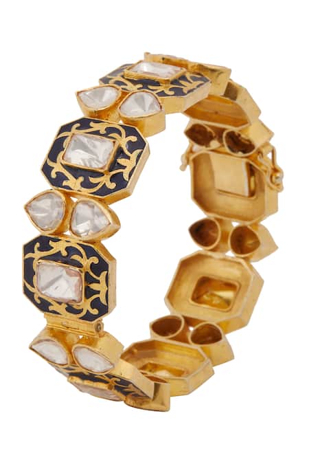 Shop Kaari Blue Diamonds, Foil Printing Neelkamal Enamelled Kada Online at Aza Fashions Shop_Kaari_Blue Diamonds, Foil Printing Neelkamal Enamelled Kada _Online_at_Aza_Fashions