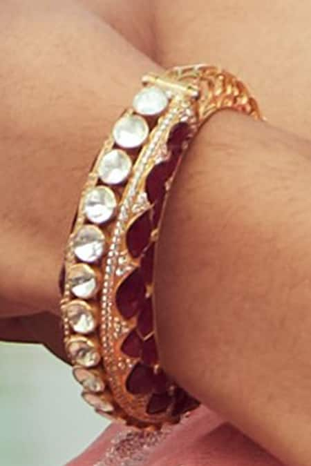 Kaari Red Vellore Polki Jivika Embellished Kada 