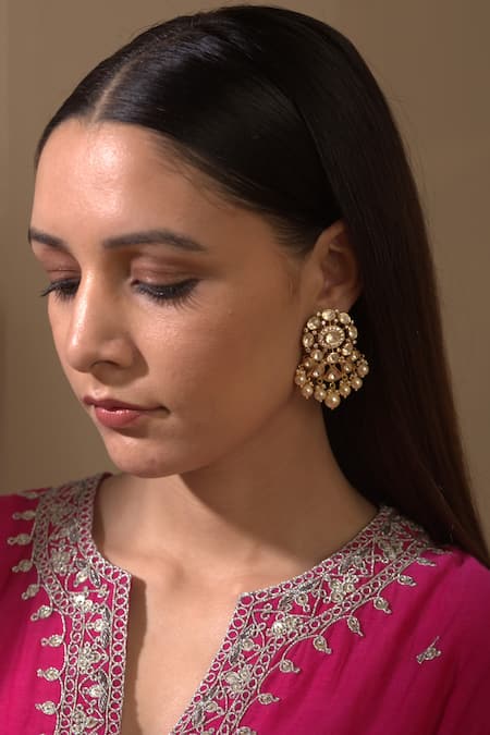 Kaari Bloom Tara Polki Embellished Drop Earrings 