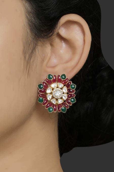 Kaari Petal Utarai Polki Studs 