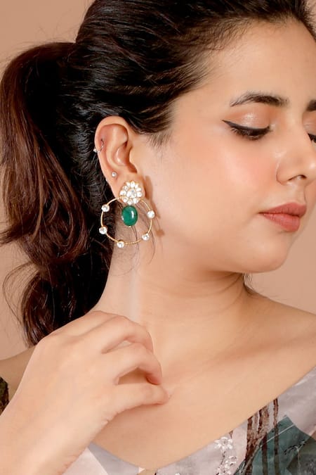 Kaari Barkha Ova Pota Polki Bali Earrings 