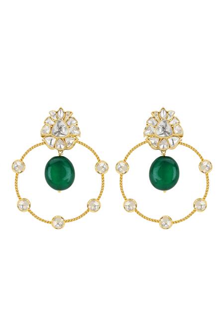 Buy Kaari Gold Plated Diamonds, Stones Barkha Ova Pota Polki Bali Earrings Online at Aza Fashions Buy_Kaari_Gold Plated Diamonds, Stones Barkha Ova Pota Polki Bali Earrings _Online_at_Aza_Fashions