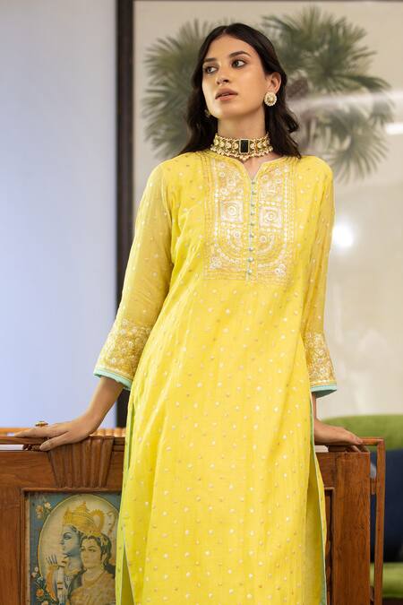 Buy_Kaari_Green Khizra Chand Bloom Polki Choker _Online_at_Aza_Fashions