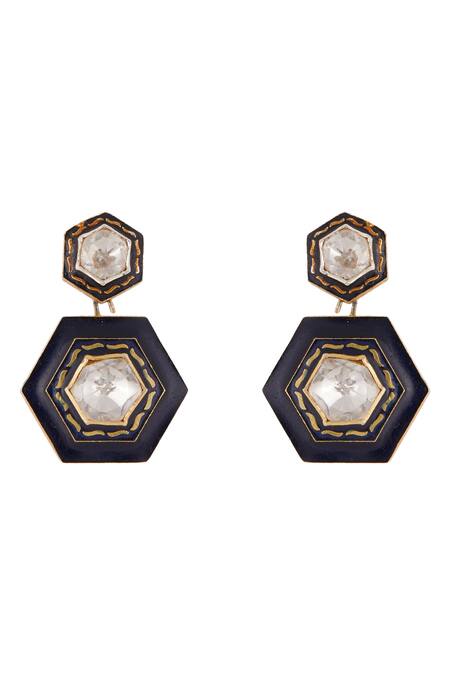 Buy_Kaari_Gold Plated Neelambari Enamelled Polki Long Necklace 