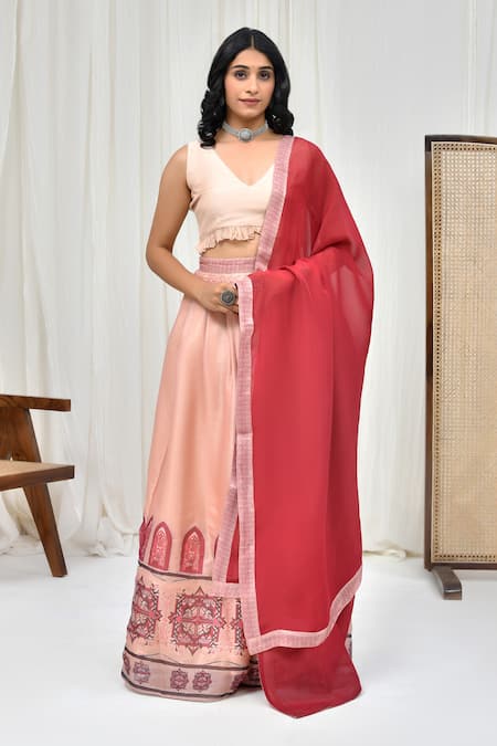 Pheeta Placed Jaali Print Lehenga Set 