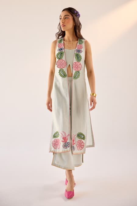 Label RSD Floral Threadwork Cape Palazzo Set 