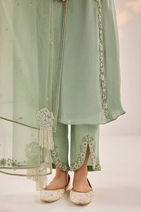 Buy Label Rsd Green Cotton, Silk, Satin, Georgette, Organza, Misty Floret Kurta Palazzo Set Online at Aza Fashions Buy_Label Rsd_Green Cotton, Silk, Satin, Georgette, Organza, Misty Floret Kurta Palazzo Set_Online_at_Aza_Fashions