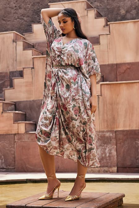 Mamicha Floral Print Kaftan Dress 