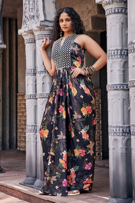 Mamicha Mirror Embroidered Front Maxi Dress 