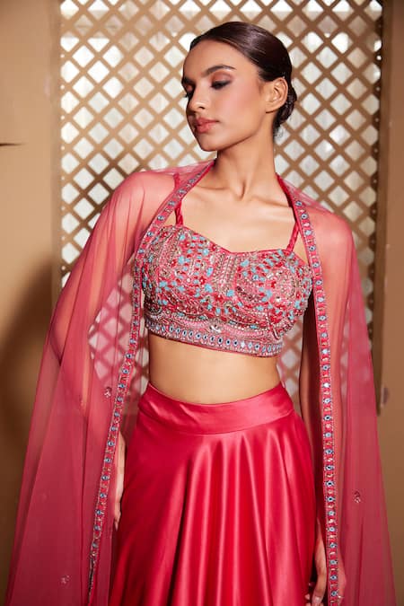 Buy Muditaa By Urmila Pink Satin, Chiffon Embroidery, Mirrors Sweetheart Gul Hand Blouse Lehenga Set Online at Aza Fashions Buy_Muditaa By Urmila_Pink Satin, Chiffon Embroidery, Mirrors Sweetheart Gul Hand Blouse Lehenga Set _Online_at_Aza_Fashions