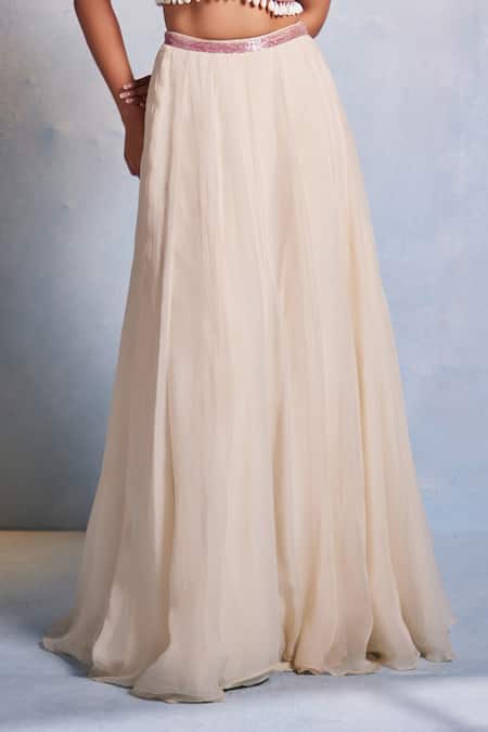 Shop Muditaa By Urmila Off White Organza Embroidery, Tassels Shankha Hand Blouse With Lehenga Online at Aza Fashions Shop_Muditaa By Urmila_Off White Organza Embroidery, Tassels Shankha Hand Blouse With Lehenga _Online_at_Aza_Fashions