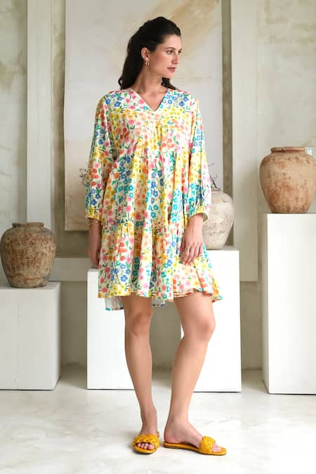 ROZA Camelia Floral Print Short Dress 