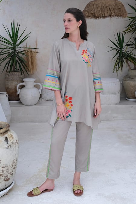 ROZA Positano Floral Print Tunic With Pant 