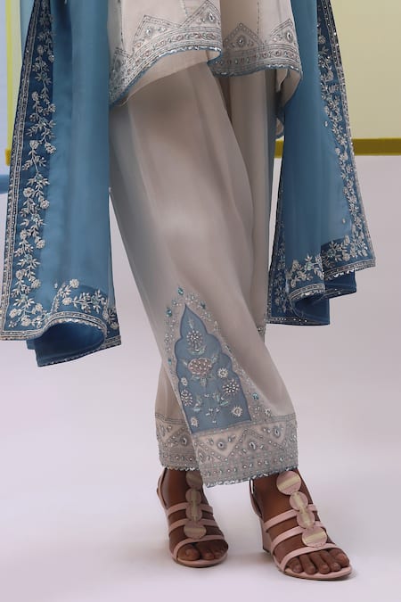 Buy Sue Mue Off White Silk Organza Pearls, Sequins, Embroidery Thread Kurta Salwar Set Online at Aza Fashions Buy_Sue Mue_Off White Silk Organza Pearls, Sequins, Embroidery Thread Kurta Salwar Set _Online_at_Aza_Fashions