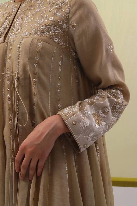 Buy Sue Mue Beige Handloom Cotton, Chanderi, Wahida Mughal Floral Anarkali Churidar Set Online at Aza Fashions Buy_Sue Mue_Beige Handloom Cotton, Chanderi, Wahida Mughal Floral Anarkali Churidar Set _Online_at_Aza_Fashions