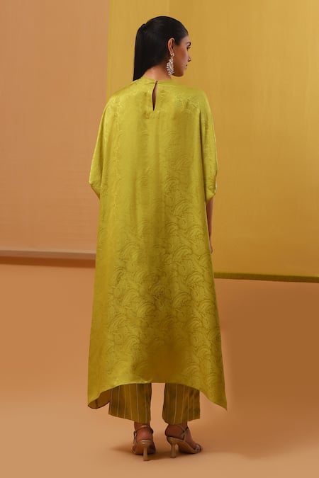 Sue Mue Nura Floral Jacquard Embellished Kaftan Pant Set 