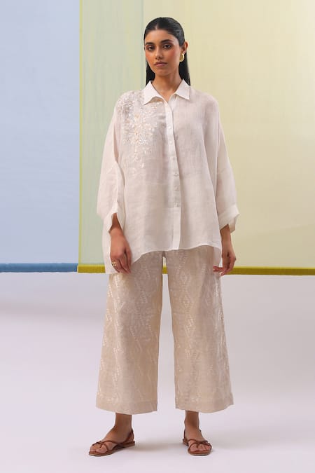 Sue Mue Abia Thread Embroidered Shirt With Pant 