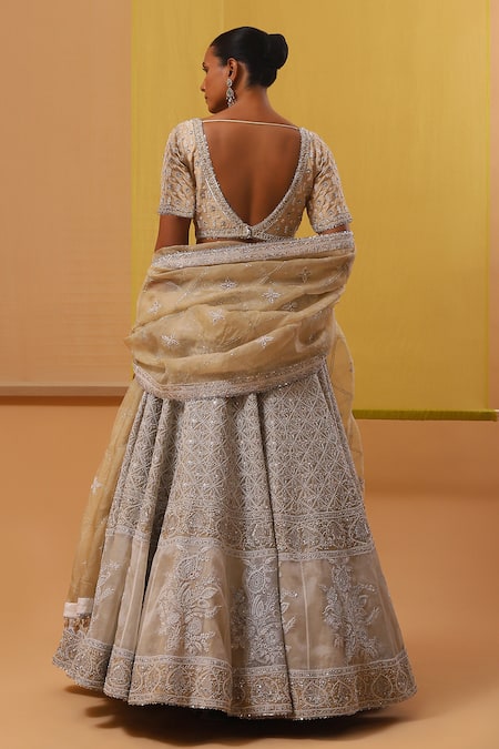 Sue Mue Barika Swarovski Crystal Embroidered Bridal Lehenga Set 