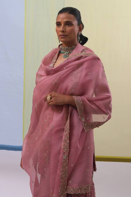 Buy Sue Mue Pink , Georgette, , Zari, Afee Kurta Gharara Set Online at Aza Fashions Buy_Sue Mue_Pink , Georgette, , Zari, Afee Kurta Gharara Set _Online_at_Aza_Fashions