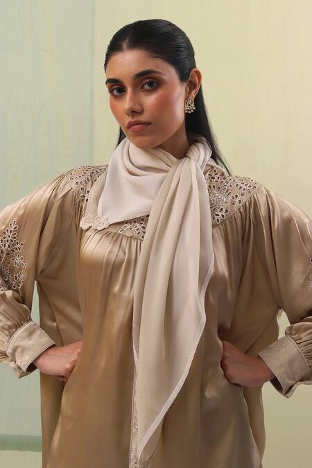 Sue Mue Beige Chiffon, Silk , Embroidery Aafa Sleeve Shirt Kurta Pant Set Online at Aza Fashions Sue Mue_Beige Chiffon, Silk , Embroidery Aafa Sleeve Shirt Kurta Pant Set _Online_at_Aza_Fashions