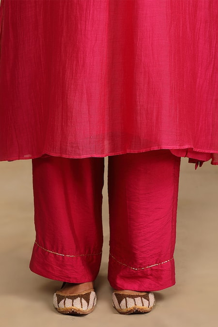 Buy Trendy Tokari Pink Silk, Chanderi Sequins, Embroidery V-neck A-line Kurta And Pant Set Online at Aza Fashions Buy_Trendy Tokari_Pink Silk, Chanderi Sequins, Embroidery V-neck A-line Kurta And Pant Set _Online_at_Aza_Fashions