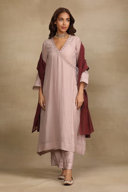 Trendy tokari Placement Embroidered Angrakha Kurta Pant Set 