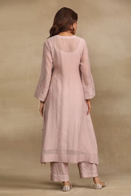 Shop Trendy Tokari Purple Silk, Chanderi Embroidery, Sequins Placement Angrakha Kurta Pant Set at Aza Fashions Shop_Trendy Tokari_Purple Silk, Chanderi Embroidery, Sequins Placement Angrakha Kurta Pant Set _at_Aza_Fashions