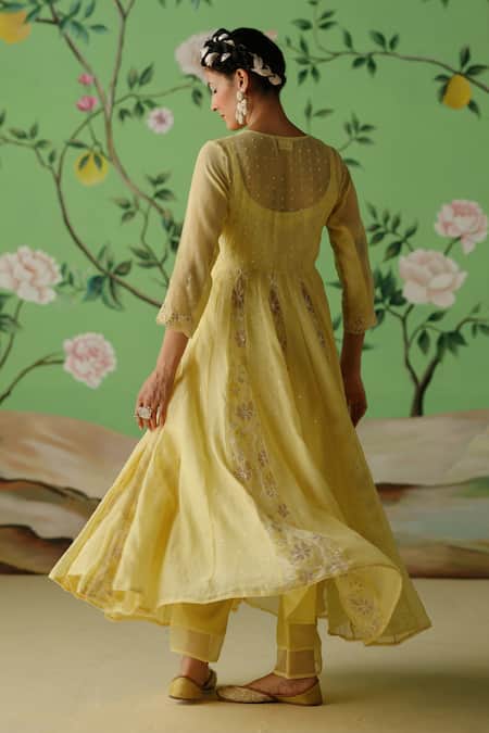 Label Nimbus Hand Embroidered Angarkha Pant Set 