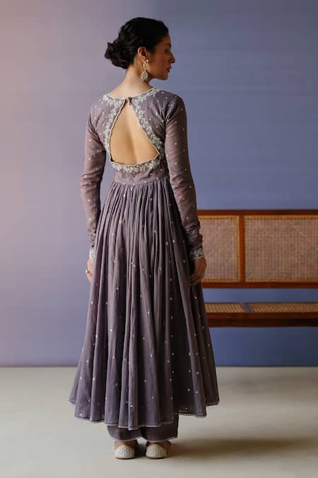 Label Nimbus Pearl Tikki Hand Embroidered Anarkali Set 