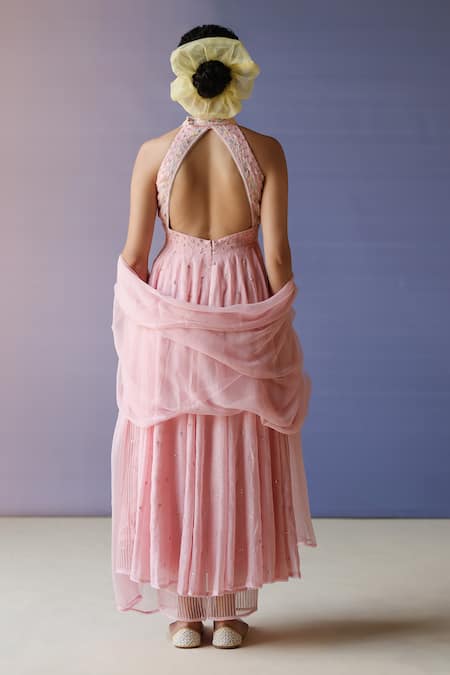 Label Nimbus Pearl Tikki Hand Embroidered Anarkali Pant Set 