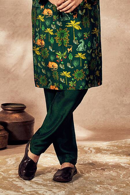 Masaba Green Silk Rhapsody Tropical Print Kurta And Pant Set Online at Aza Fashions Masaba_Green Silk Rhapsody Tropical Print Kurta And Pant Set_Online_at_Aza_Fashions