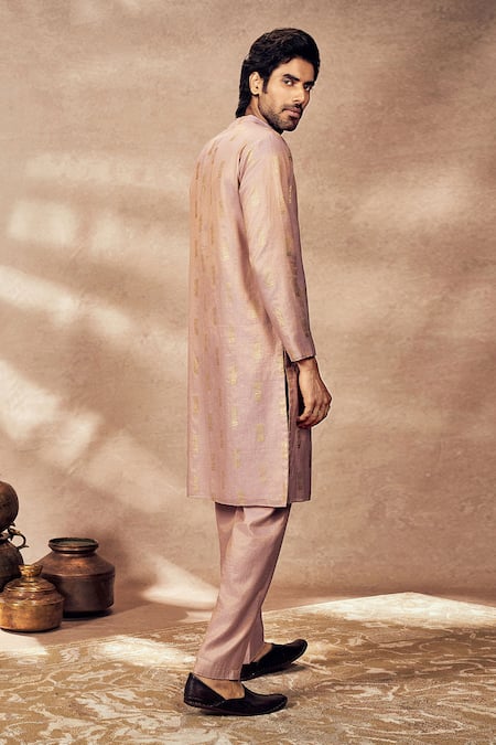 Shop_Masaba_Purple Chanderi Foil Printing Timber Tribal Kurta_Online_at_Aza_Fashions