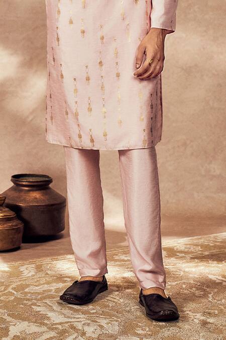 Masaba_Pink Silk Foil Printing Tribal Tower Pillar Kurta With Pant_at_Aza_Fashions